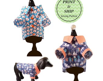 PRINTED Casual Button Dog Shirt Sewing Pattern PDF, Dog Clothes Pattern, Dog Harness, Pet Clothes