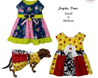 Sophia Dog Dress Pattern -SMALL & MEDIUM- Dog Clothes Sewing Pattern PDF, Dog Dress, Dog Harness, Pet Clothes Tutorial