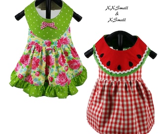 Patrón de vestido de perro sandía -XXSMALL & XSMALL- Patrón de costura de ropa para perros PDF, vestido para perros, arnés para perros, tutorial de ropa para mascotas