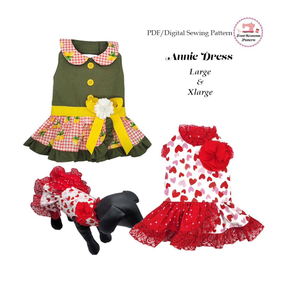 Annie Dog Dress Sewing Pattern, PDF Sewing Pattern, Dog Clothes Pattern, Dog Dress, Pet Clothes