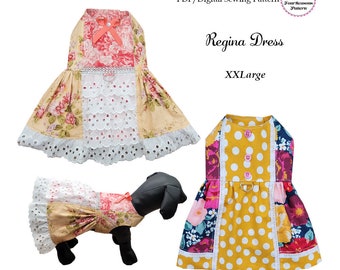 Regina Dog Dress, Dog Clothes Sewing Pattern -XXLARGE- PDF Sewing Pattern, Dog Clothes, Dog Dress, Pet Clothes, Digital Pattern