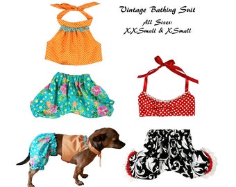 Vintage Dog Bathing Suit Pattern -ALL SIZES- Dog Clothes Sewing Pattern PDF, Dog Swim Suit Pattern, Dog Harness, Pet Clothes Tutorial