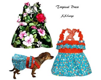 Tropical Dog Dress Pattern -XXLARGE- Dog Clothes Sewing Pattern PDF, Dog Dress Pattern, Dog Harness, Pet Clothes Tutorial