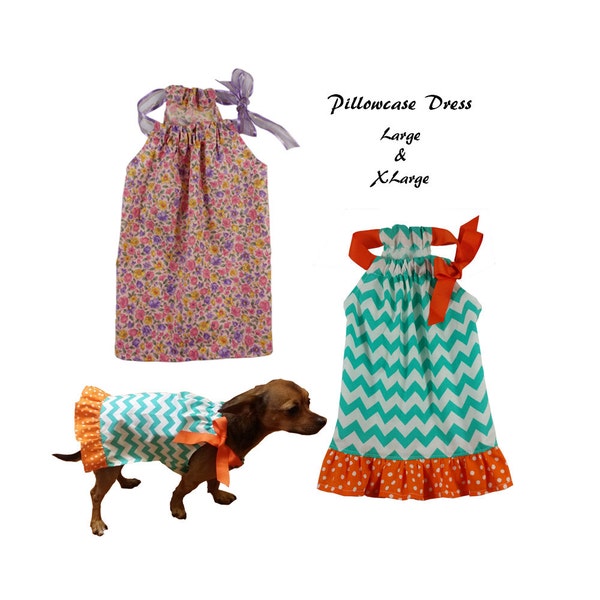 Pillowcase Dress Pattern -LARGE & XLARGE- Dog Clothes Sewing Pattern PDF, Dog Dress, Dog Harness, Pet Clothes Tutorial