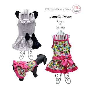 Amelia Dog Dress, Dog Clothes Sewing Pattern -LARGE & XLARGE- PDF Sewing Pattern, Dog Clothes, Dog Dress, Pet Clothes, Digital Pattern