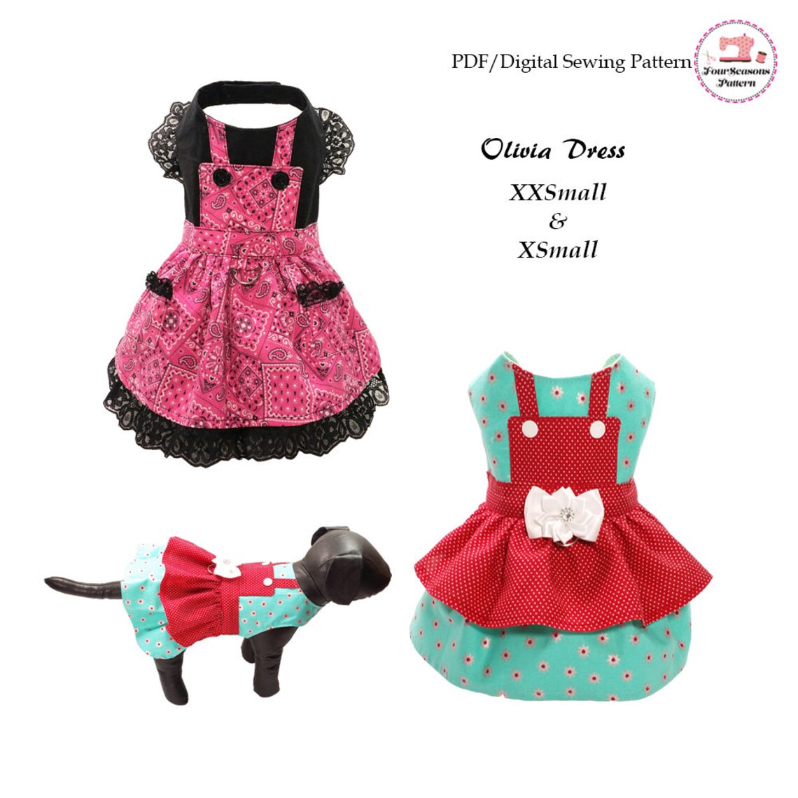 Olivia Dog Dress Pattern XXSMALL & XSMALL Dog Clothes Sewing Etsy