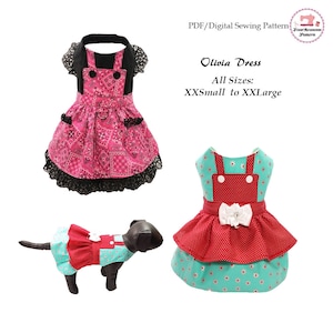 Olivia Dog Dress Pattern -ALL SIZES- Dog Clothes Sewing Pattern PDF, Dog Dress Pattern, Dog Harness, Pet Clothes Tutorial