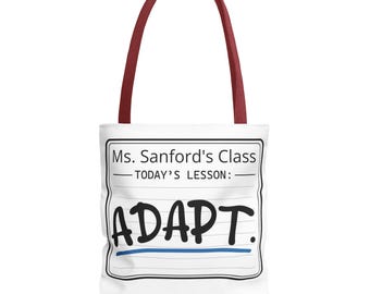 Personalized  "Today's Lesson: ADAPT." Canvas Tote