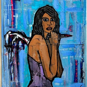 Arte reciclada | pintura | sangue e penas - pintura em papelão (10x8)