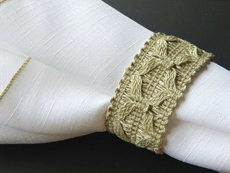 OOAK Rustic Sage Green Cotton Pattern Napkin Rings Woven Etsy