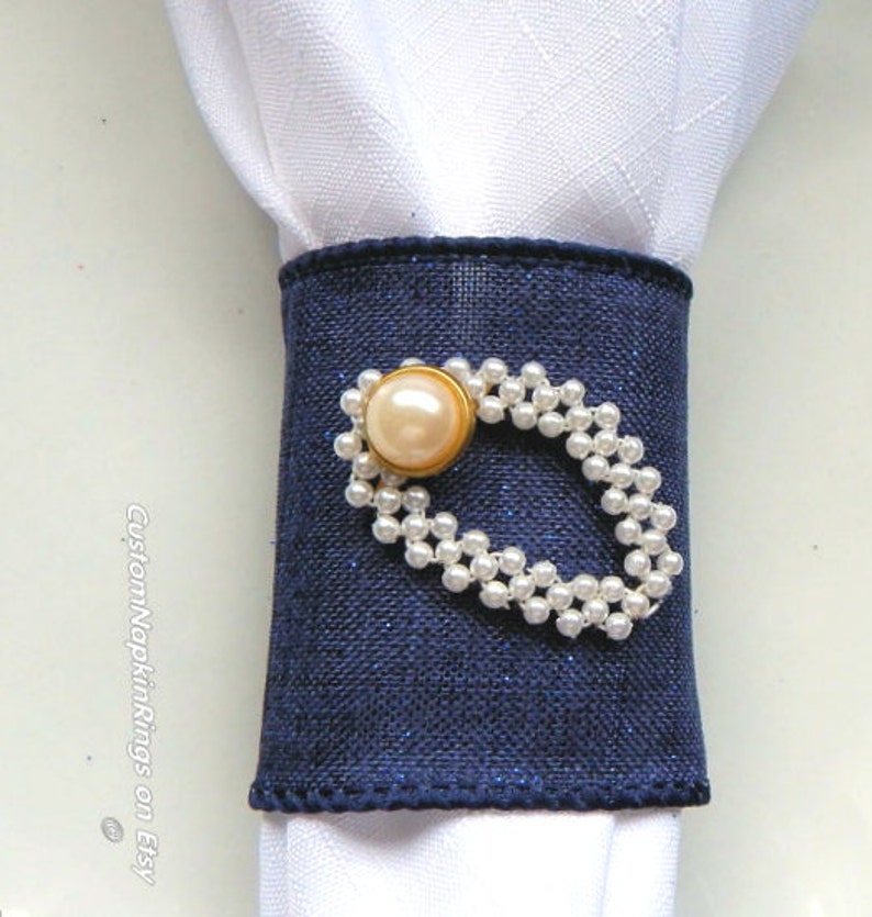 Rustic Wedding ROYAL BLUE BURLAP Wired Napkin Ring with Etsy