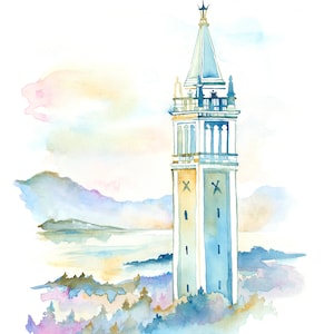 Berkeley Misty Campanile 8.5&quot;x11&quot; Print