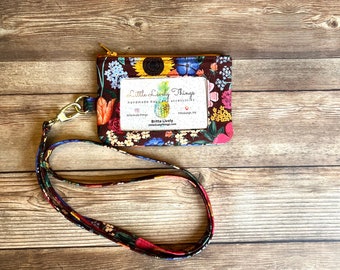 Rifle Paper Co. Curio ID Lanyard and Wallet, Blossom Zippered Pouch With Removable Neck Strap, Beetles & Bugs Clear Front Window, Badge Clip