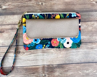 Rifle Paper Co. Fabric Phone Wallet with Removable Wristlet, Garden Party Clutch with Card Slots, Wildwood Findlay Phone Wallet