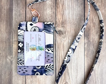 Night Owls Lanyard and ID holder, Small Zipper Pouch with Removable Neck Strap and Clear Front Window, Badge Clip Wallet