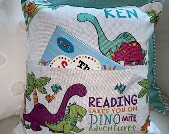 Reading Gift Gender Neutral Grey Elephant Read Me A Story Reading Pillow Book Pillow,Baby Shower Pocket Pillow Kid Gift Toddler Gift