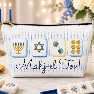 Hanukkah Mahjong-kakelväska | Festlig Mahj-el Tov-dragkedja