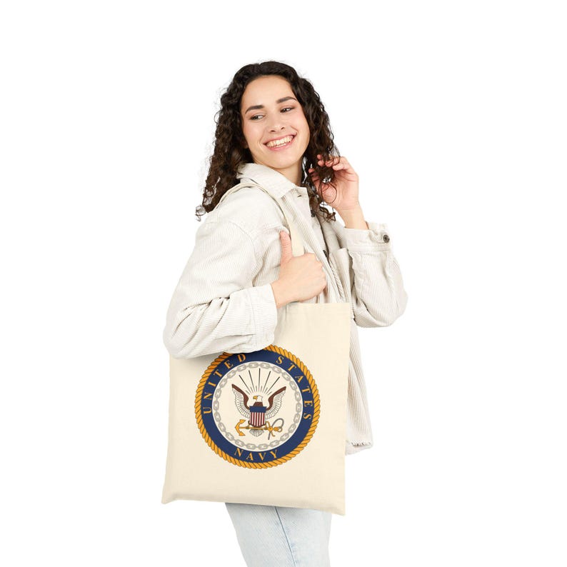 Proud Mom Anchor Tote Bag: Navy Nautical Canvas Shopping Bag image 8