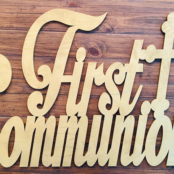 First Communion Wood Sign/First Holy Communion/Wall Art /Back drop Sign/Baptism gift/first communion gift/Cross/Wooden Cross/first communion