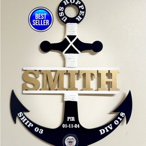 Navy anchor door hanger, Navy anchors for graduation, Navy graduation anchor, Navy PIR anchors, Navy PIR hotel door, personalized  anchor
