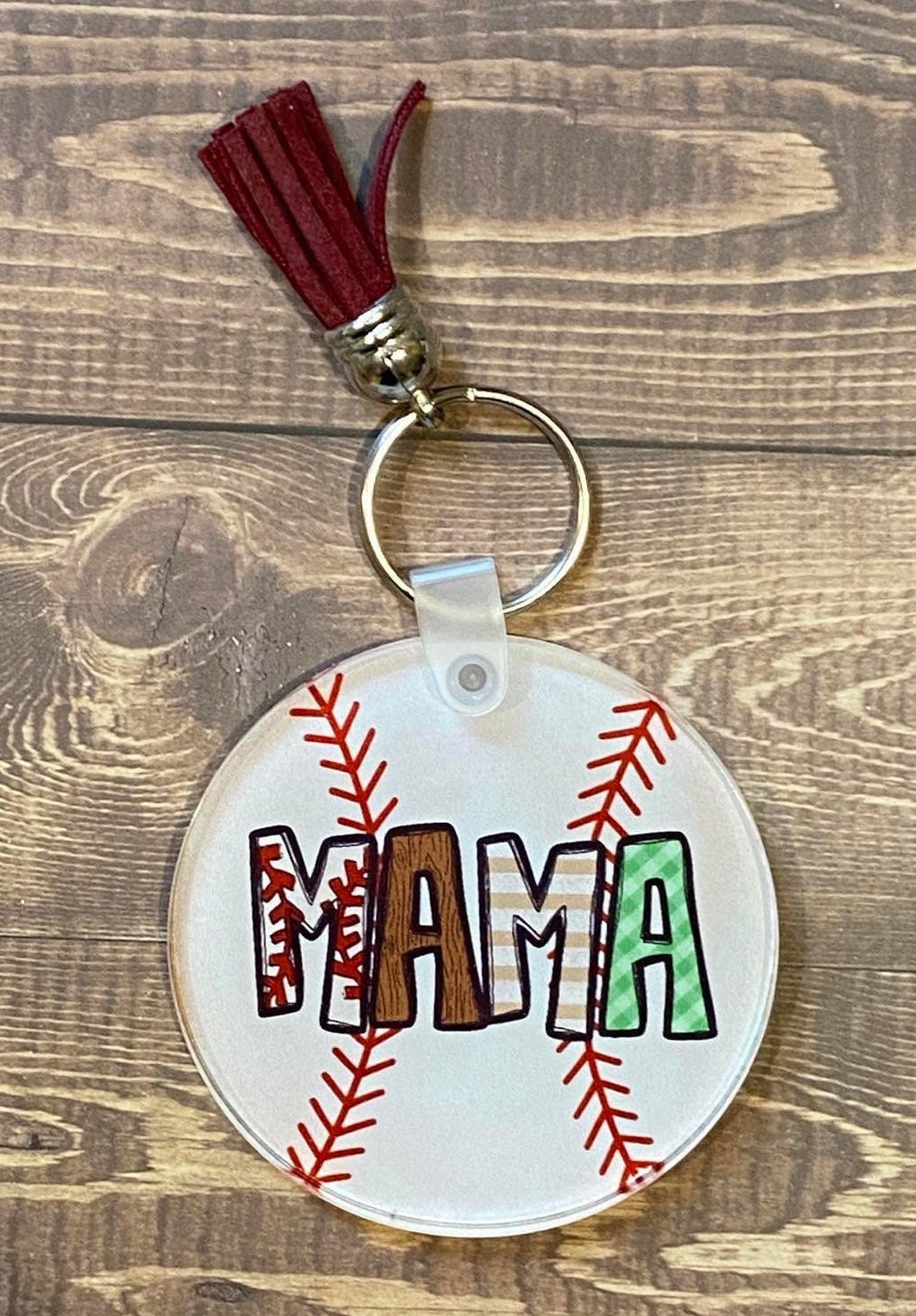 Baseball Keychain Coin Purse Fob Baseball Mom Handbag 