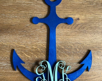 Anchor Door Hanger Name Sign/Anchor Welcome Wreath/Nautical Door Hanger/Boat Door Hanger/Anchor Wreath/Anchor Door Decor/Monogram Anchor