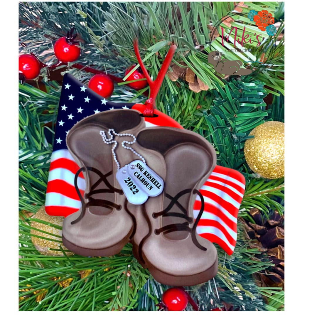 Personalized Military Soldier Christmas Ornament/flag Military