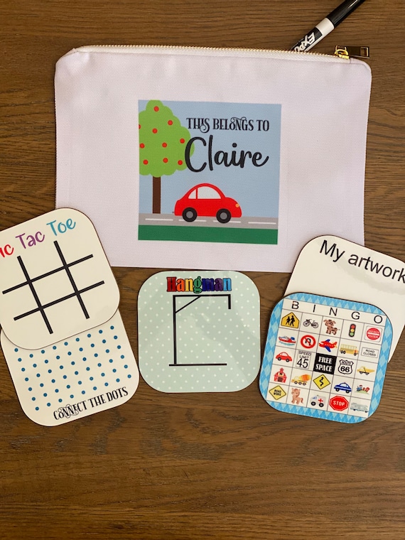 Road Trip Fun, Kids Travel Games, Kid Fun Activity,Travel Game,  Eco-Friendly,Party Favor, Stocking Stuffer,Kids Gift, Dry-Erase Games