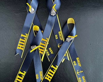 Navy PIR Ribbons,Proud Navy Mom, Navy Wife,Navy Ribbons for Sailor/Recruit Graduation, Navy Boot Camp Graduation Ribbon w/Anchor Pin,PIR