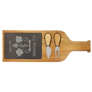 Engraved Acacia Wood Cheese Board with Slate & Tools