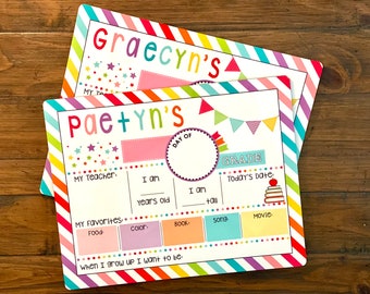 Personalized First & Last Day of School Sign - Reusable Dry Erase 8x10