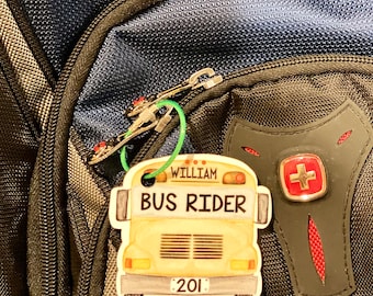 Personalized School Bus Rider Acrylic Bag Tag