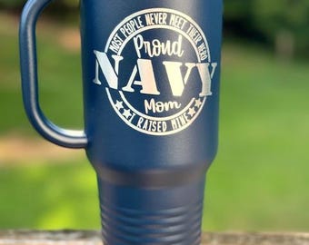 Personalized Navy Mom Tumbler: 20 Oz Engraved US Navy Gift