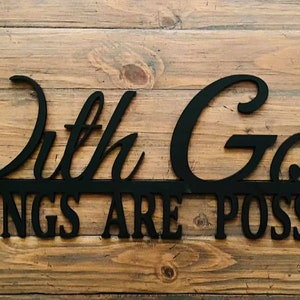 With God All Things Are Possible Sign | Bible Verse Sign | Scripture Wall Art | Religious Decor | Religious Gifts | Christian Gifts