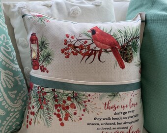 Book Pillow,Pocket Reading Pillow,Christmas Gift, Story Books, Cardinal Design,Visitor from Heaven,Memorial Gift, Cardinals, Cardinal Pillow