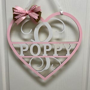 Wooden Heart Monogram Door Hanger - Painted Family Monogram - Housewarming Gift - Personalized Gift - Personalized Door Hanger-Baby Name