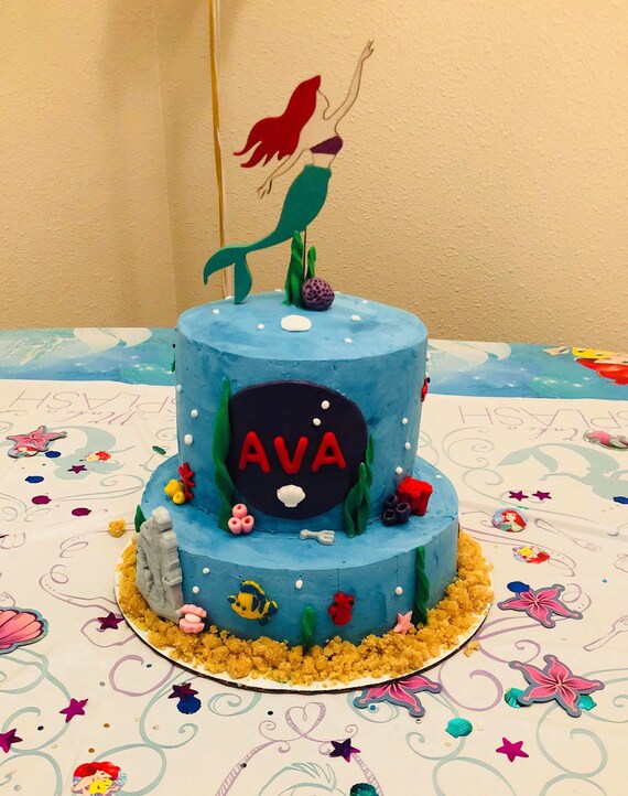 Mermaid Cake Topper Ariel Cake Topperthe Little Mermaid Cake Etsy