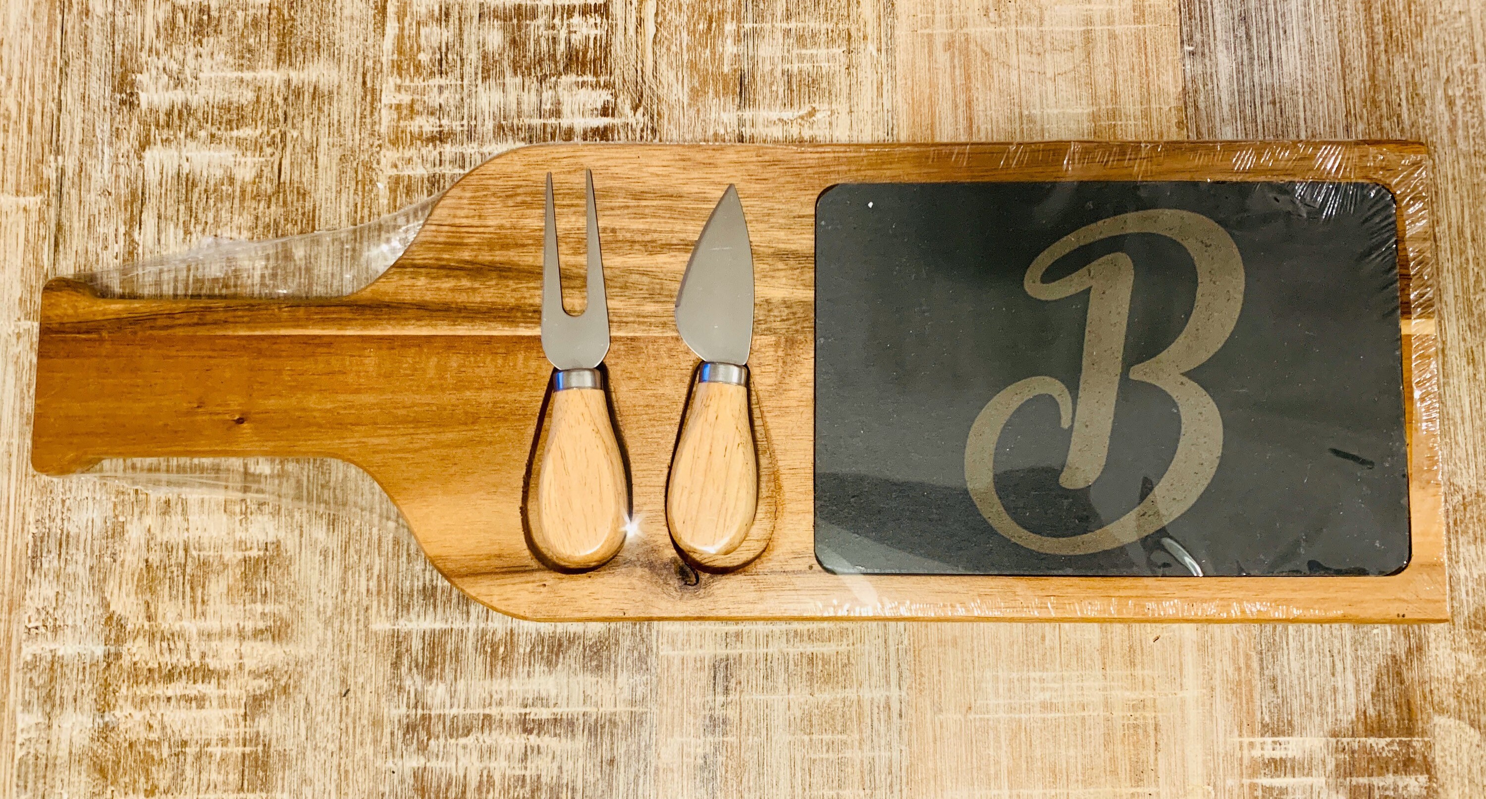 Engraved Acacia Wood Cheese Board With Slate & Tools - Etsy