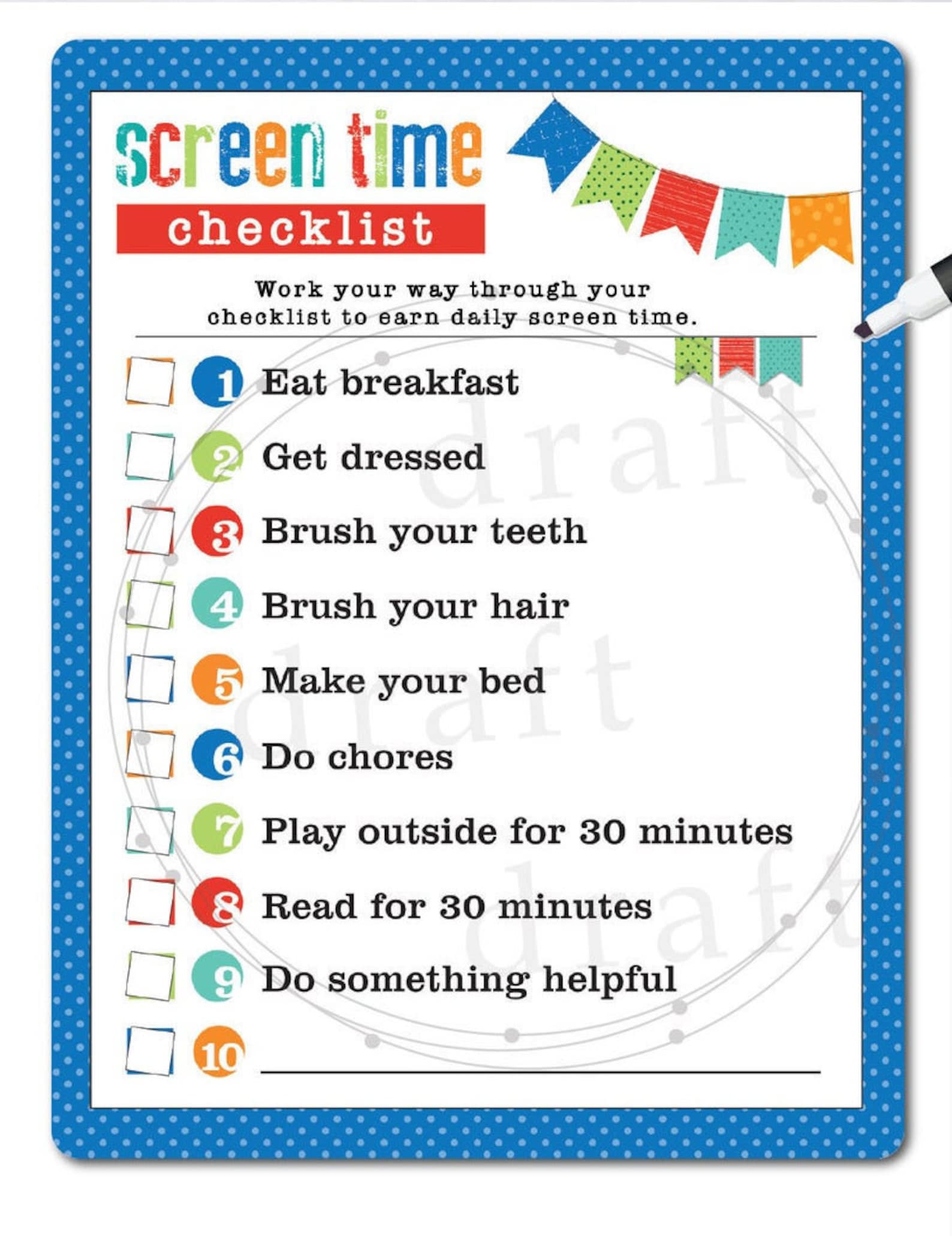 SCREEN TIME Video Game Gamer Checklist Todo / CHORE Board Etsy