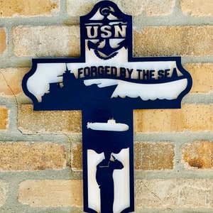 US Navy Cross/Navy Cross/Navy Moms/Military Cross/PIR Navy/Bootcamp/PIR Sailor Gift/Navy Graduation Gift/Forged By The Sea/Navy Seal Cross