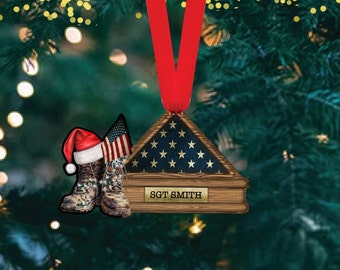 Personalized Military Soldier Christmas Ornament/Flag Military/Christmas Ornament/Military Boots Ornament/Memorial ornament/Veteran