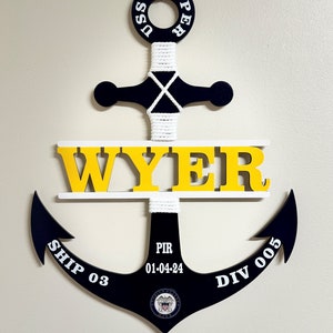 Couronne d'ancre bleu marine personnalisée - Cadeau de remise des diplômes bleu marine