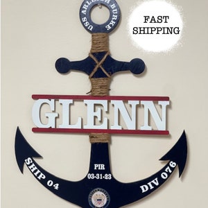 Personalized Navy Anchor/Anchor Welcome Wreath/Navy Moms/Anchor Door Decor/PIR Navy/Bootcamp/PIR Sailor Gift/Navy Graduation/WHBR Gift/White