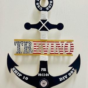Flag Anchor/Personalized Navy Anchor/Hotel Door Hanger/Anchor Door Decor/PIR Navy/Bootcamp/PIR Sailor Gift/Navy Graduation Gift