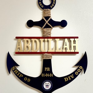 Personalized Navy Anchor/Anchor Welcome Wreath/Navy Moms/Anchor Door Decor/PIR Navy/Bootcamp/PIR Sailor Gift/Navy Graduation Gift/Gold/Bur