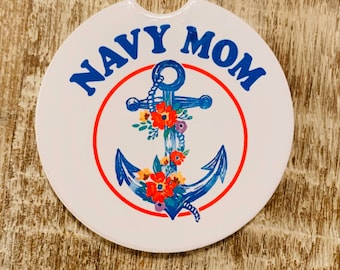 Navy Mom, Car Coaster, Custom Cup Holder Coaster,Navy Mon Car Coaster,Navy Car Coasters,New Car Gift, Navy Mom Gift