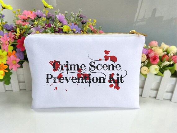 Crime Scene Cosmetic Bag personalized makeup bag gift for her make up bag cosmetic bag