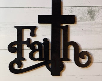 Faith| Cross | Bible Verse Sign | Scripture Wall Art | Religious Decor | Religious Gifts | Christian Gifts