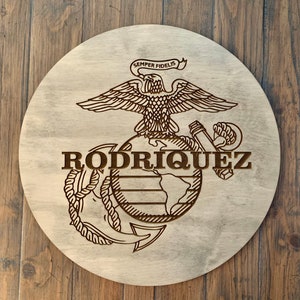 Personalized USMC Wooden Plaque: Marine Corps Gift