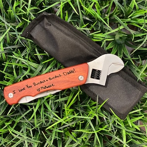 Personalized Multi-Tool with Handwritten Message–Custom Engraved Rosewood Pocket Tool–Gift for Dad, Husband,Groomsmen,Birthday,Father’s Day